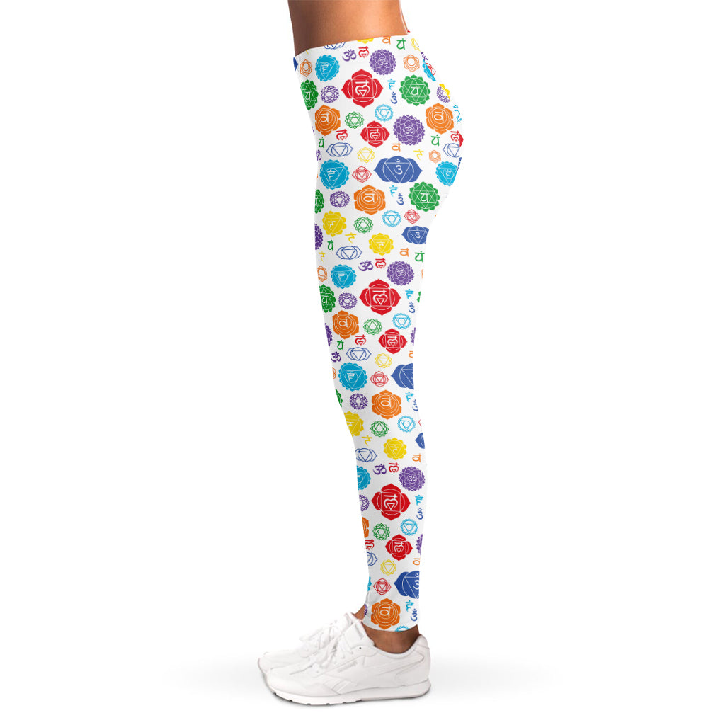 Seven Chakra Symbols Pattern Print Women's Leggings