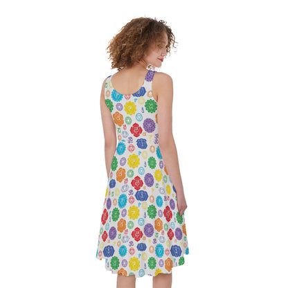 Seven Chakra Symbols Pattern Print Women's Sleeveless Dress