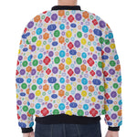 Seven Chakra Symbols Pattern Print Zip Sleeve Bomber Jacket