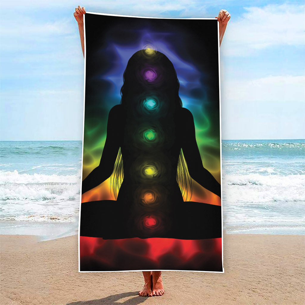 Seven Chakras Aura Print Beach Towel