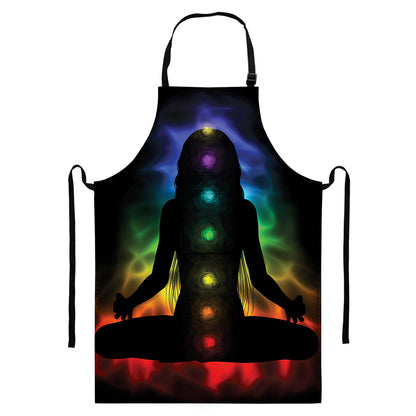 Seven Chakras Aura Print Bib Apron With Pocket
