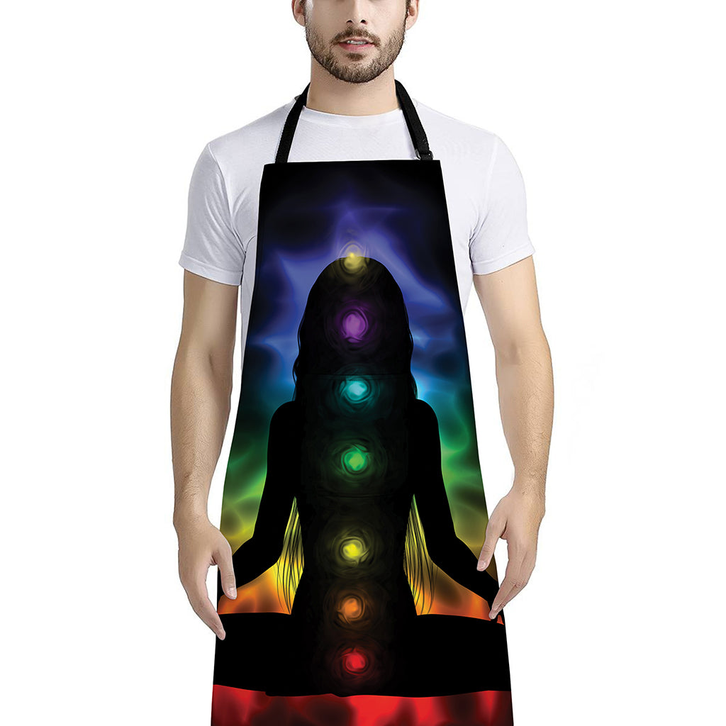Seven Chakras Aura Print Bib Apron With Pocket