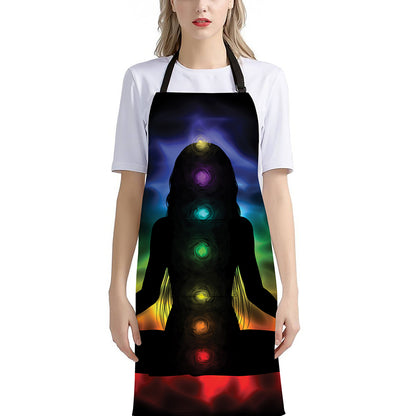 Seven Chakras Aura Print Bib Apron With Pocket