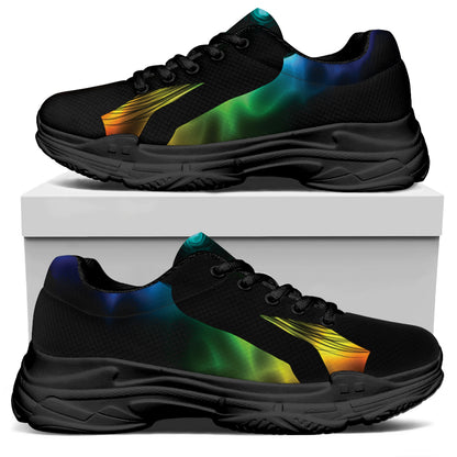 Seven Chakras Aura Print Black Chunky Shoes