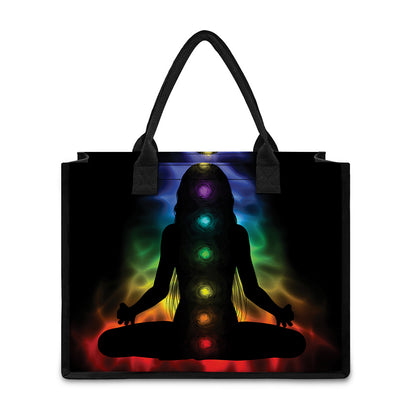 Seven Chakras Aura Print Canvas Tote Bag