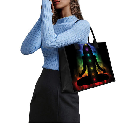 Seven Chakras Aura Print Canvas Tote Bag