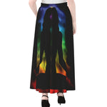 Seven Chakras Aura Print Chiffon Maxi Skirt