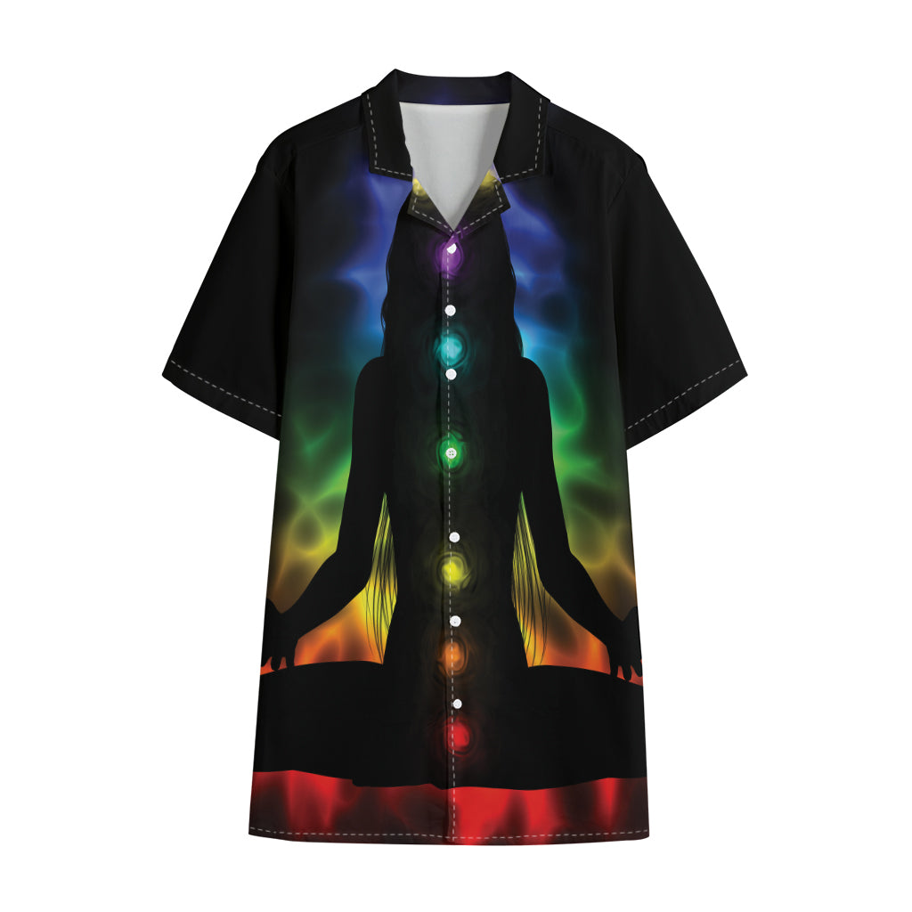 Seven Chakras Aura Print Cotton Hawaiian Shirt