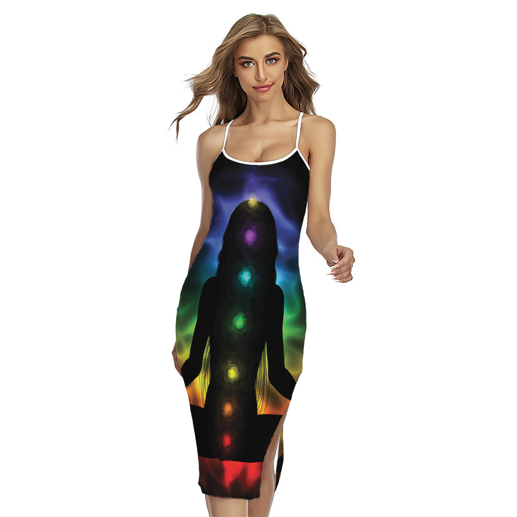 Seven Chakras Aura Print Cross Back Cami Dress