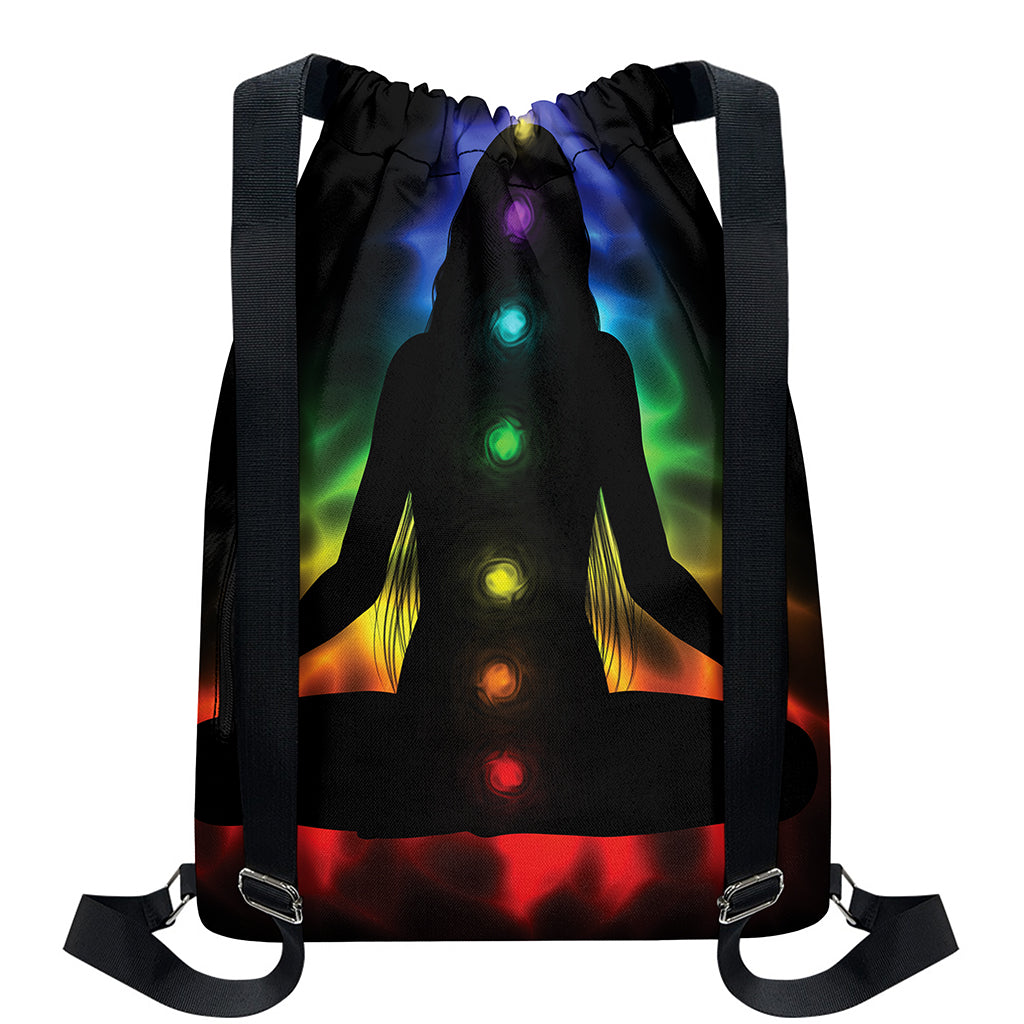 Seven Chakras Aura Print Drawstring Backpack