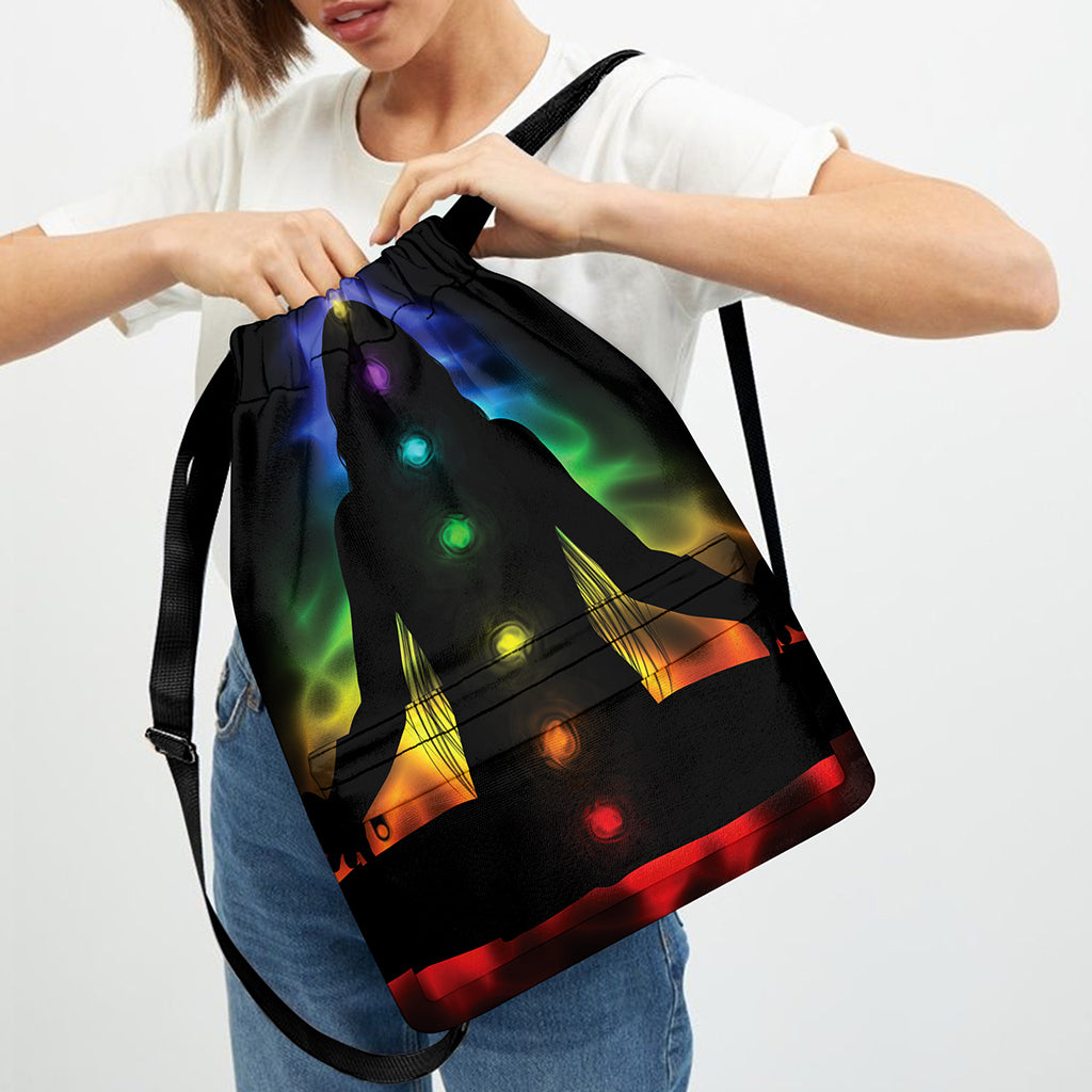 Seven Chakras Aura Print Drawstring Backpack