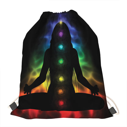 Seven Chakras Aura Print Drawstring Bag