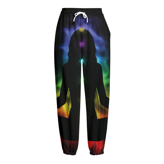 Seven Chakras Aura Print Fleece Lined Knit Pants