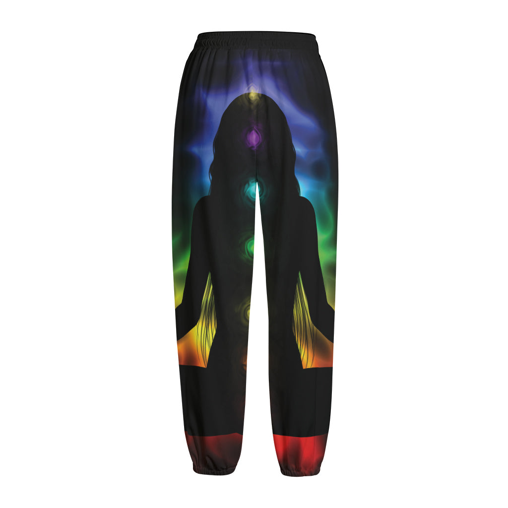 Seven Chakras Aura Print Fleece Lined Knit Pants
