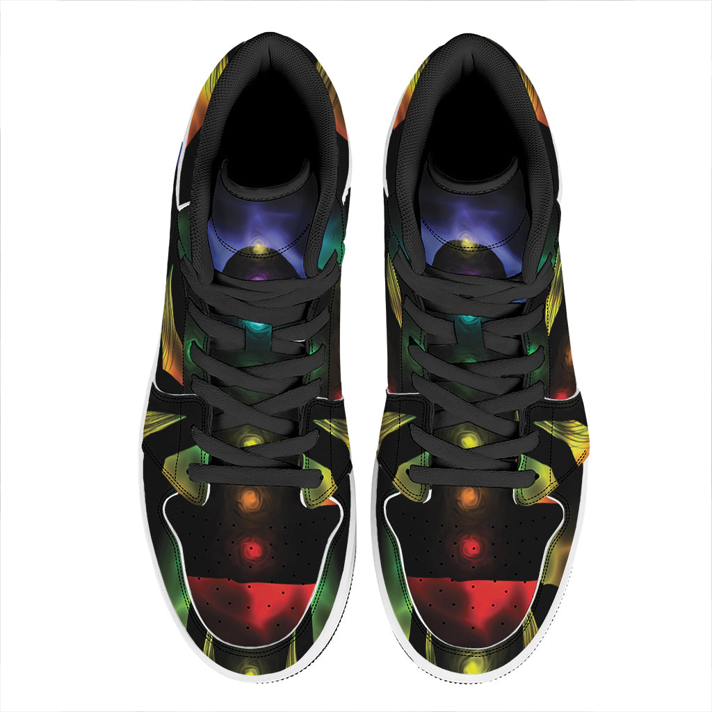 Seven Chakras Aura Print High Top Leather Sneakers