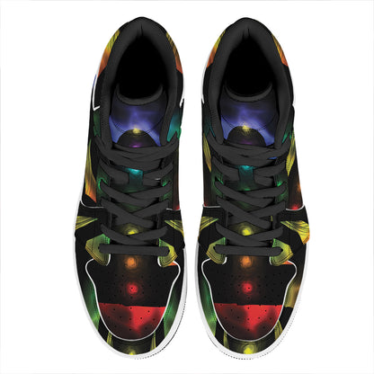 Seven Chakras Aura Print High Top Leather Sneakers