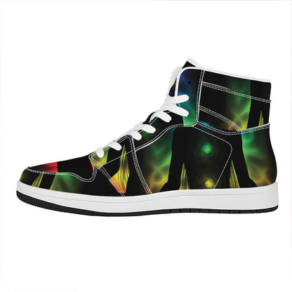 Seven Chakras Aura Print High Top Leather Sneakers