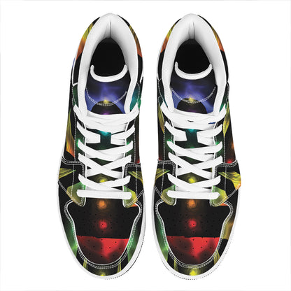 Seven Chakras Aura Print High Top Leather Sneakers