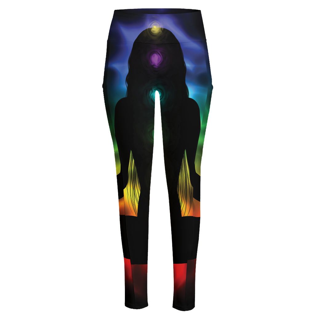 Seven Chakras Aura Print High-Waisted Pocket Leggings