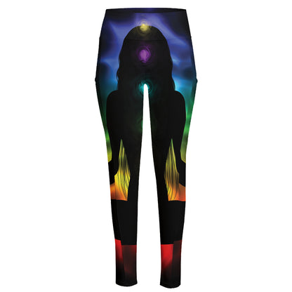 Seven Chakras Aura Print High-Waisted Pocket Leggings
