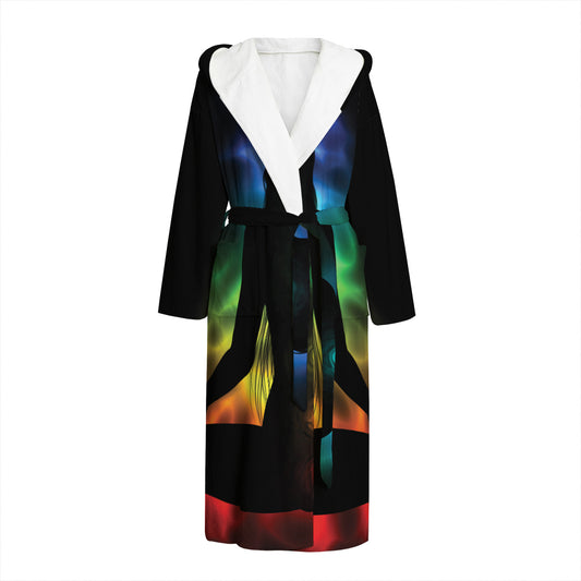 Seven Chakras Aura Print Hooded Bathrobe