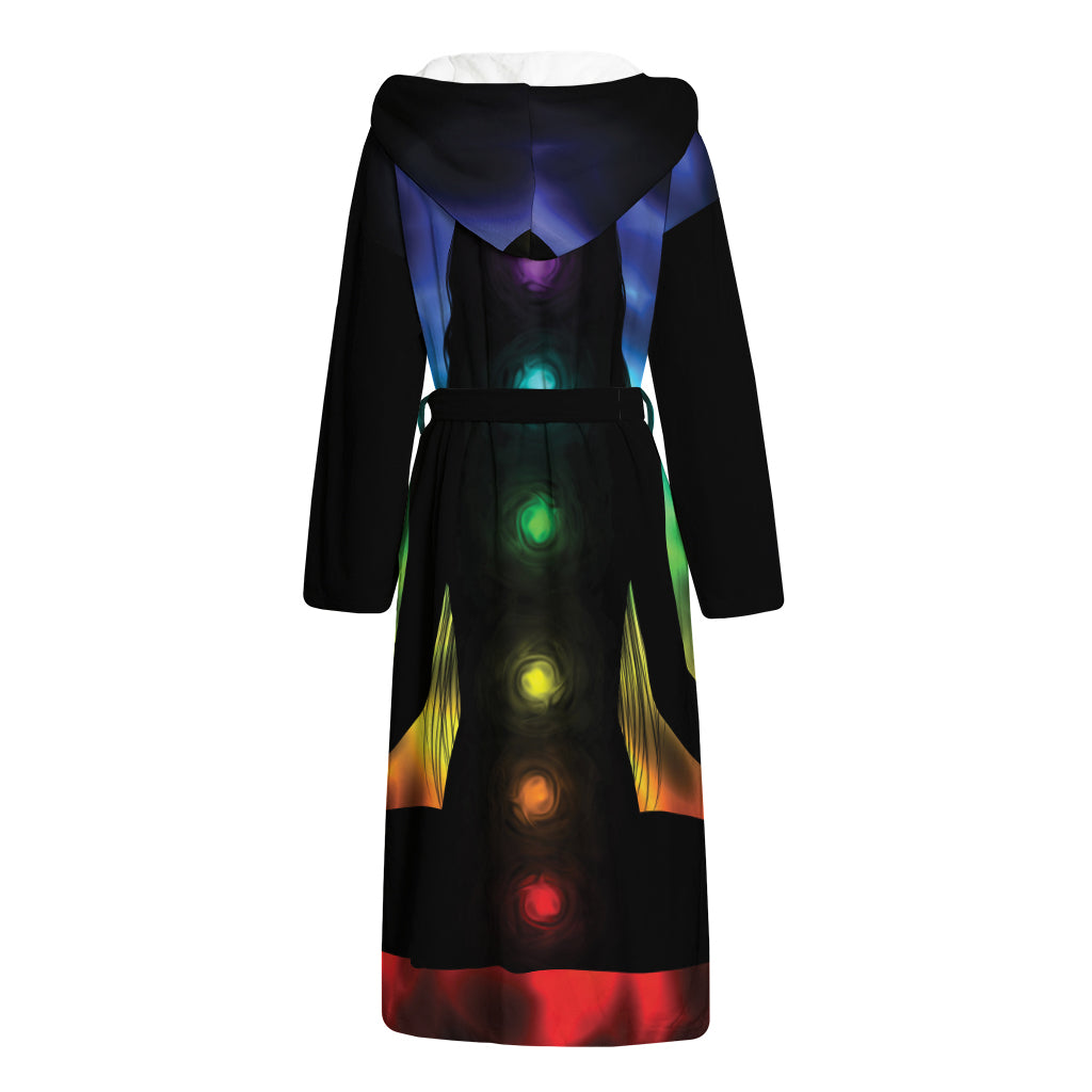 Seven Chakras Aura Print Hooded Bathrobe