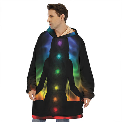 Seven Chakras Aura Print Hoodie Blanket