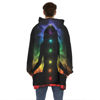 Seven Chakras Aura Print Hoodie Blanket