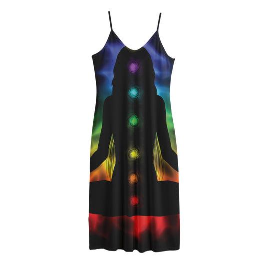 Seven Chakras Aura Print Jersey Midi Cami Dress