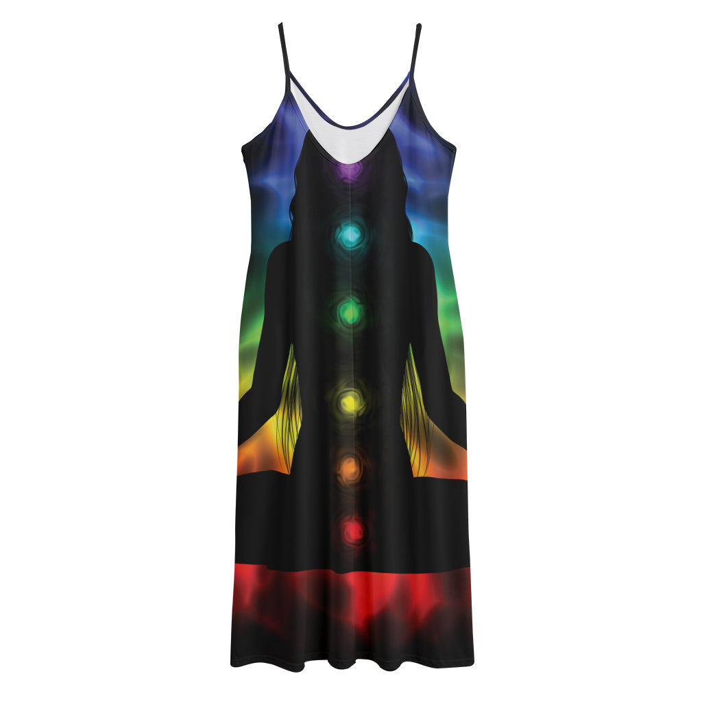 Seven Chakras Aura Print Jersey Midi Cami Dress