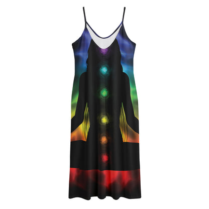 Seven Chakras Aura Print Jersey Midi Cami Dress
