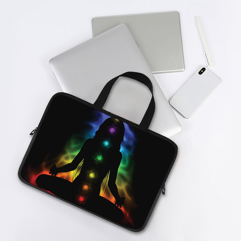 Seven Chakras Aura Print Laptop Sleeve With Handle