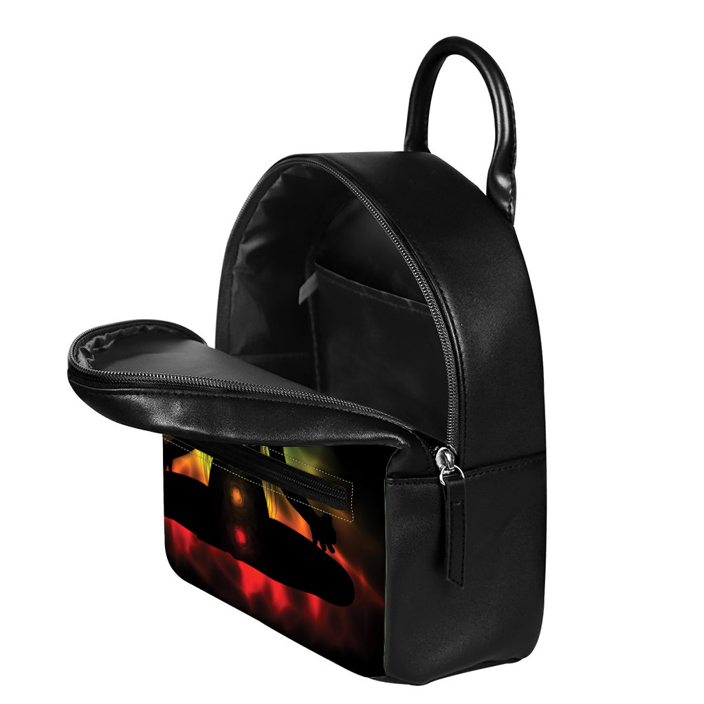 Seven Chakras Aura Print Leather Backpack