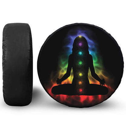 Seven Chakras Aura Print Leather Spare Tire Cover