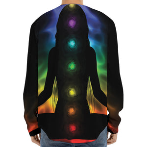 Seven Chakras Aura Print Long Sleeve Baseball Jersey