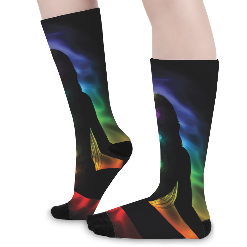 Seven Chakras Aura Print Long Socks