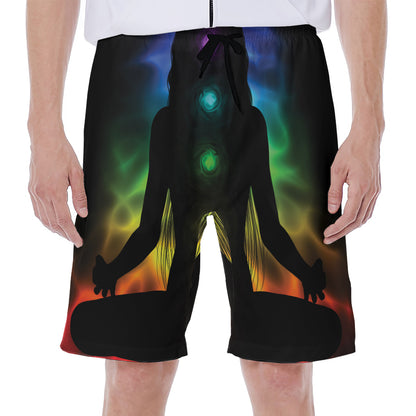 Seven Chakras Aura Print Men's Beach Shorts