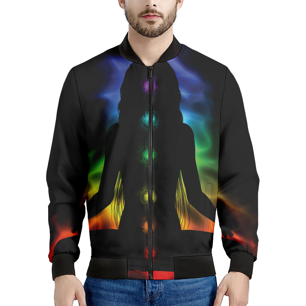 Seven Chakras Aura Print Men's Bomber Jacket