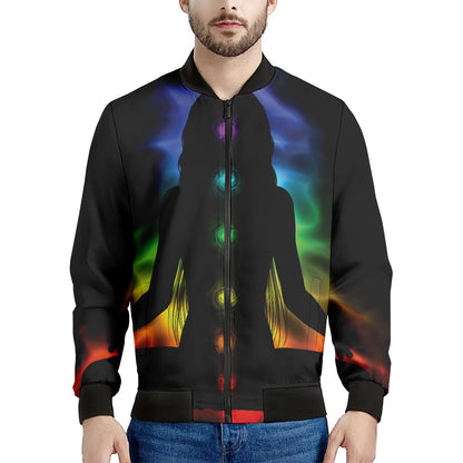 Seven Chakras Aura Print Men's Bomber Jacket