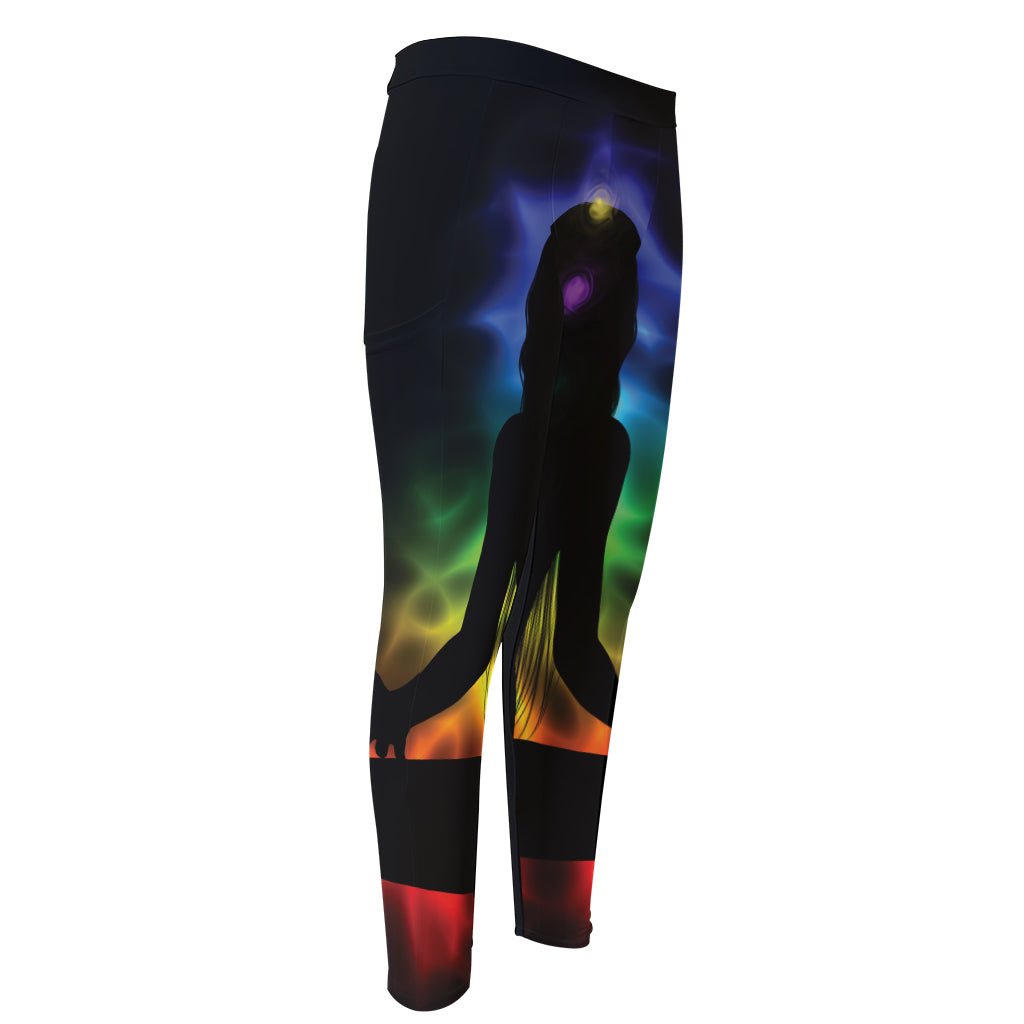 Seven Chakras Aura Print Men's Compression Pants