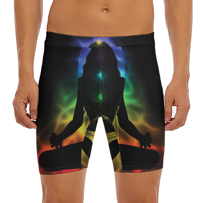 Seven Chakras Aura Print Men's Long Boxer Briefs