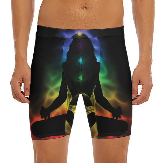 Seven Chakras Aura Print Men's Long Boxer Briefs