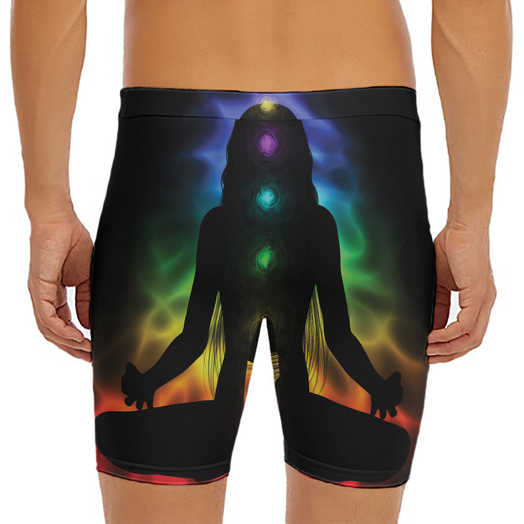 Seven Chakras Aura Print Men's Long Boxer Briefs
