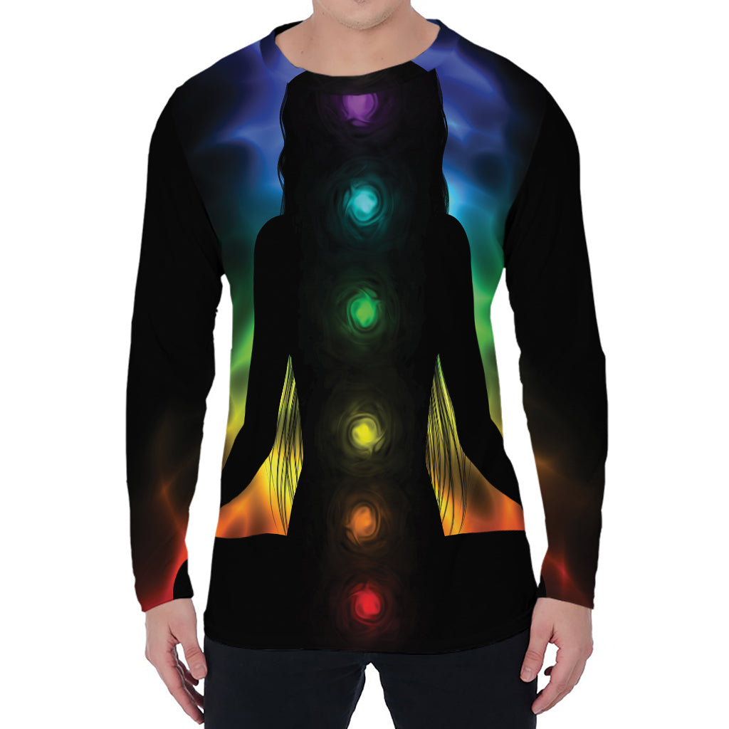 Seven Chakras Aura Print Men's Long Sleeve T-Shirt