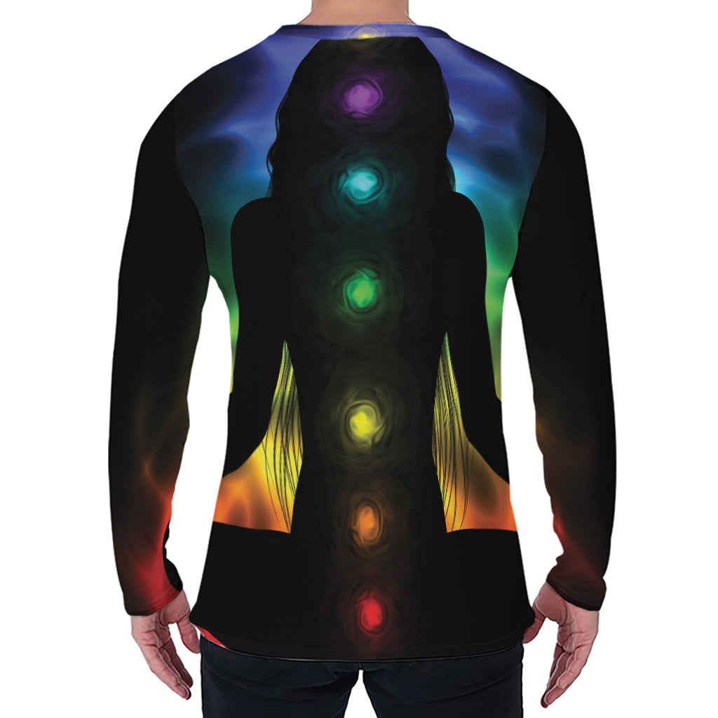 Seven Chakras Aura Print Men's Long Sleeve T-Shirt