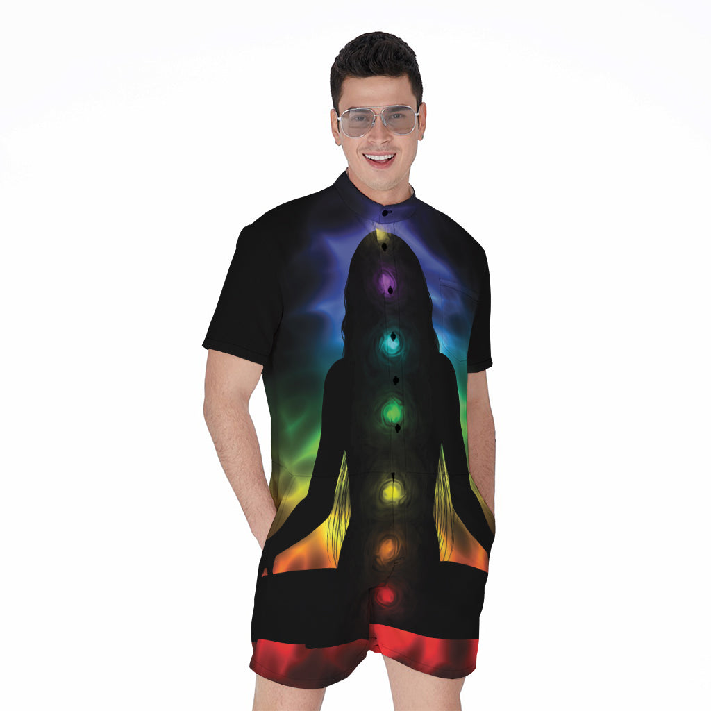 Seven Chakras Aura Print Men's Rompers