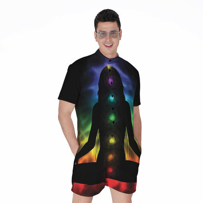 Seven Chakras Aura Print Men's Rompers