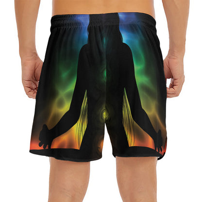 Seven Chakras Aura Print Men's Split Running Shorts