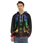 Seven Chakras Aura Print Men's Velvet Pullover Hoodie