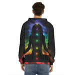 Seven Chakras Aura Print Men's Velvet Pullover Hoodie